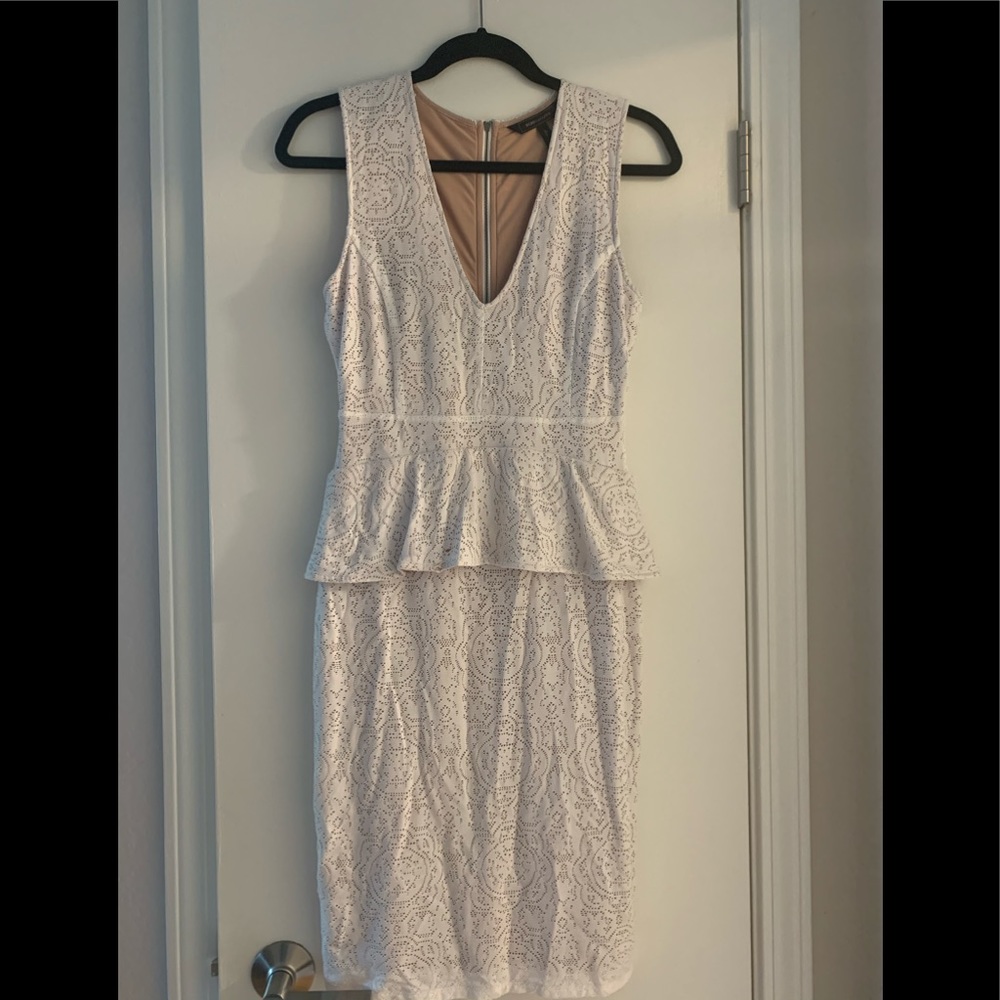 BCBG White Peplum Dress